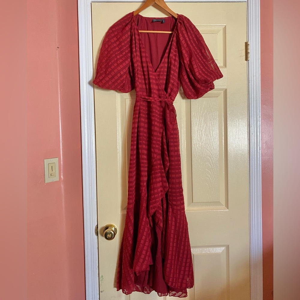 NEW ASOS Wrap Puff Sleeved Maxi Dress US 4